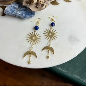 Lapis Lazuli Gold Sun-catcher Earrings